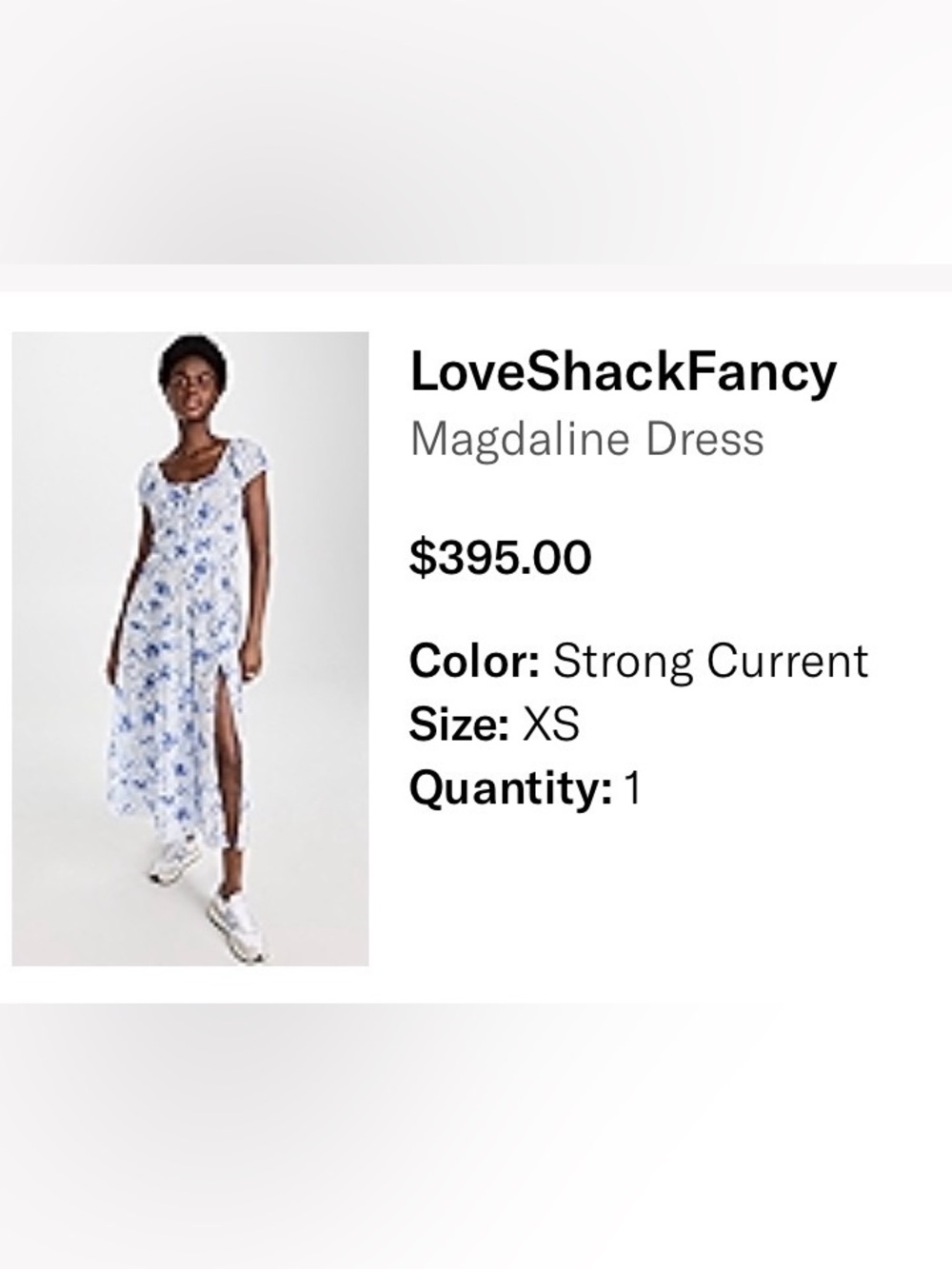 LoveShackFancy Magdaline Floral Midi Dress - Blue and White